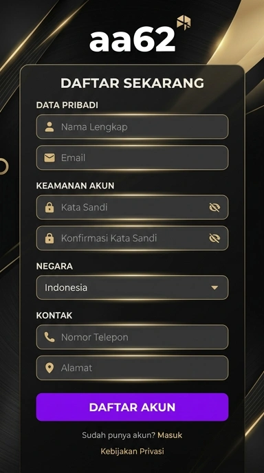 Tampilan halaman daftar aa62