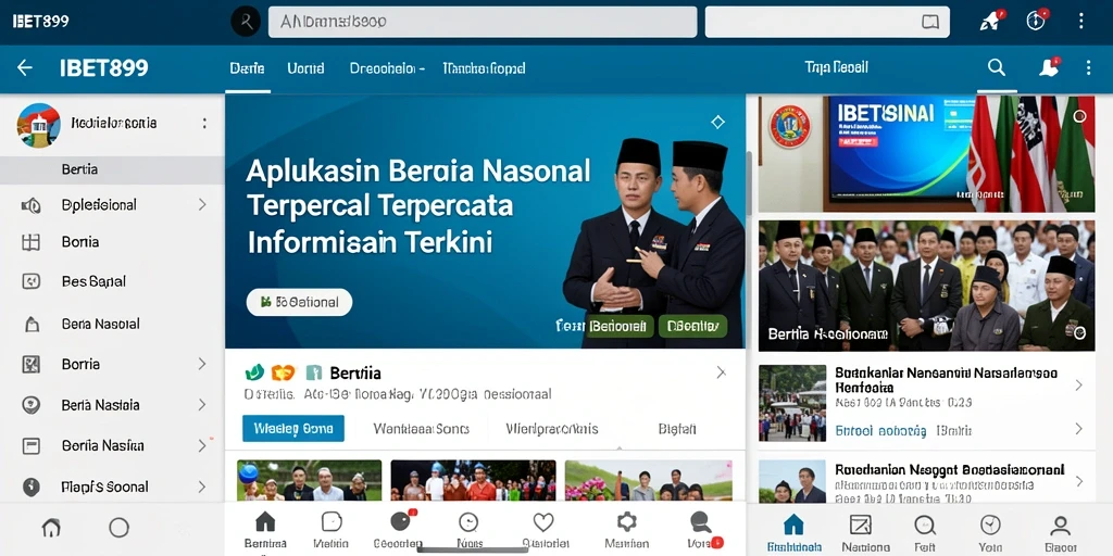 Antarmuka pengguna IBET899 menampilkan berita nasional yang informatif.
