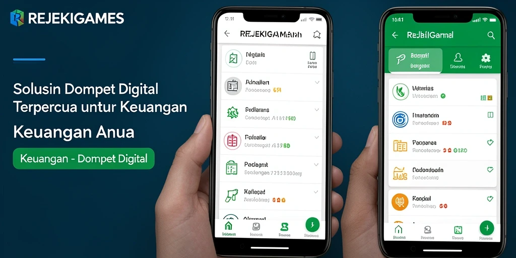 Tampilan antarmuka aplikasi Dompet Digital REJEKIGAMES yang menarik dan mudah digunakan.