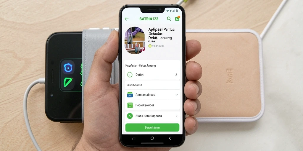 Antarmuka aplikasi SATRIA123 untuk detak jantung.