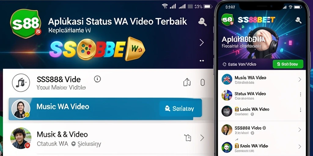 Antarmuka menarik aplikasi SS88BET untuk status WA.